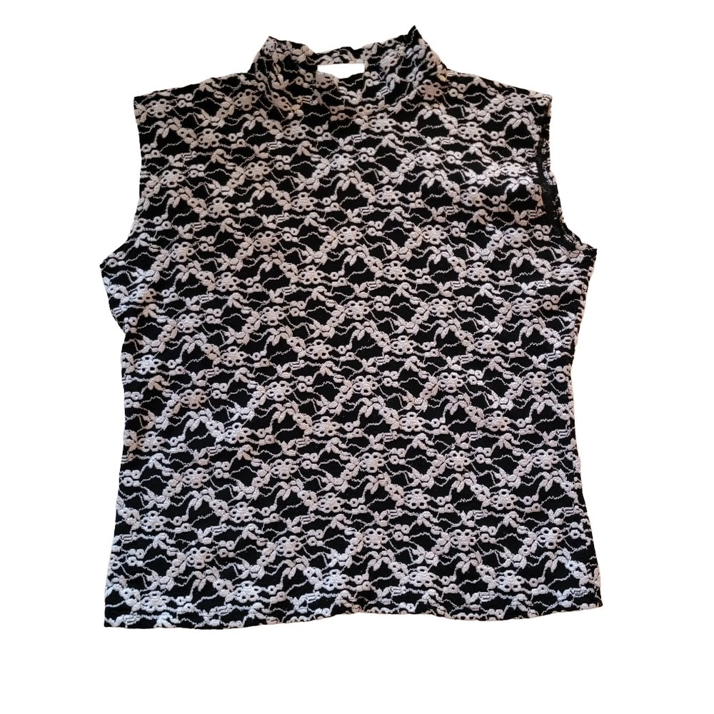 NICOLA Black and White Lace Blouse